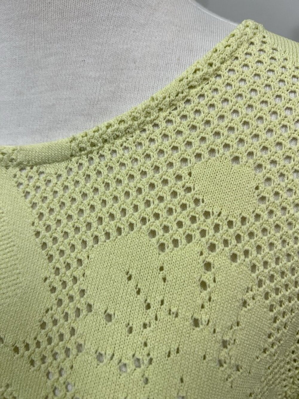 Aldomartins Yellow Open Knit Top Size 14 Pastel Long Sleeves - Picture 6 of 7